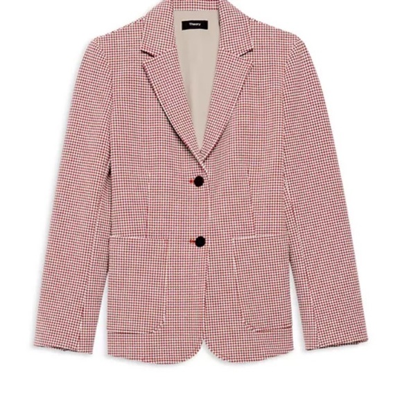 Theory Jackets & Blazers - Theory Red and White Houndstooth Blazer